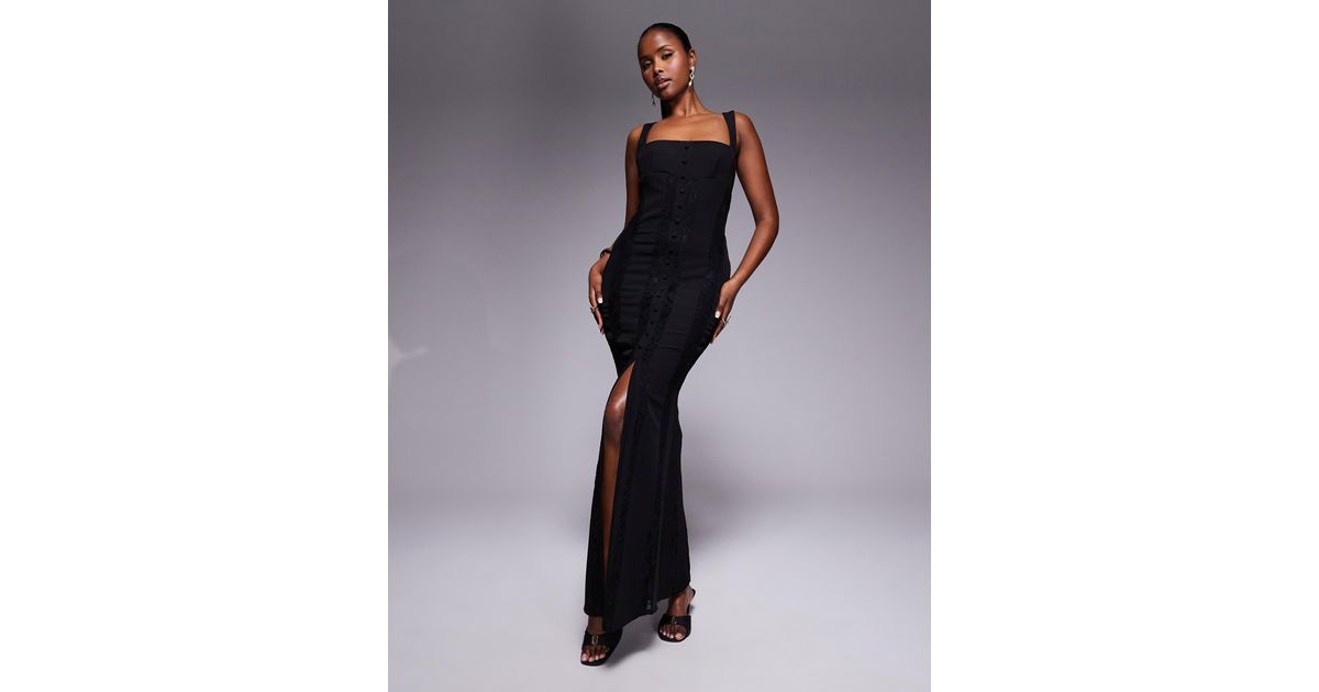 evening dress with slit High Black – ALBINA DYLA 23 types of necklines suit belt Waist Size:Medium Reg | 92cm