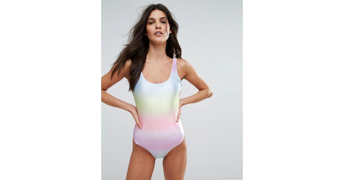 rainbow tie dye one piece swimsuit
