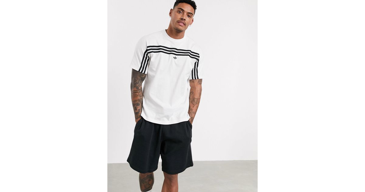 adidas Originals Baumwolle SPRT TShirt mit drei Streifen in Weiß für Herren Lyst DE
