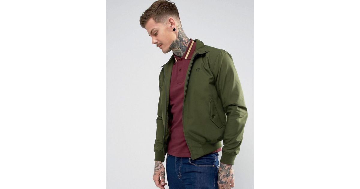 Fred Perry Reissues Harrington Jacket In Olive in Green for Men | Lyst UK