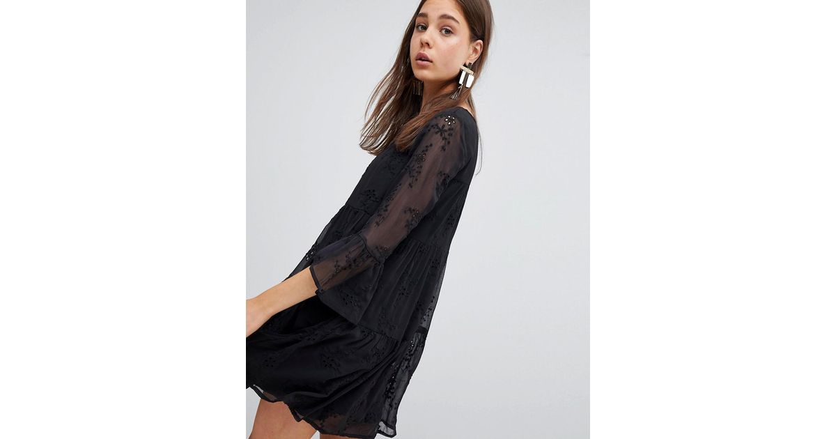 embroidered smock dress