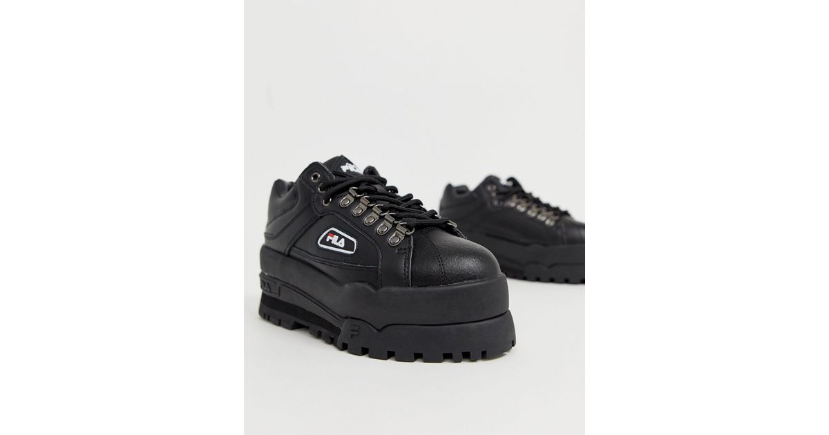 fila black trailblazer leather trainers