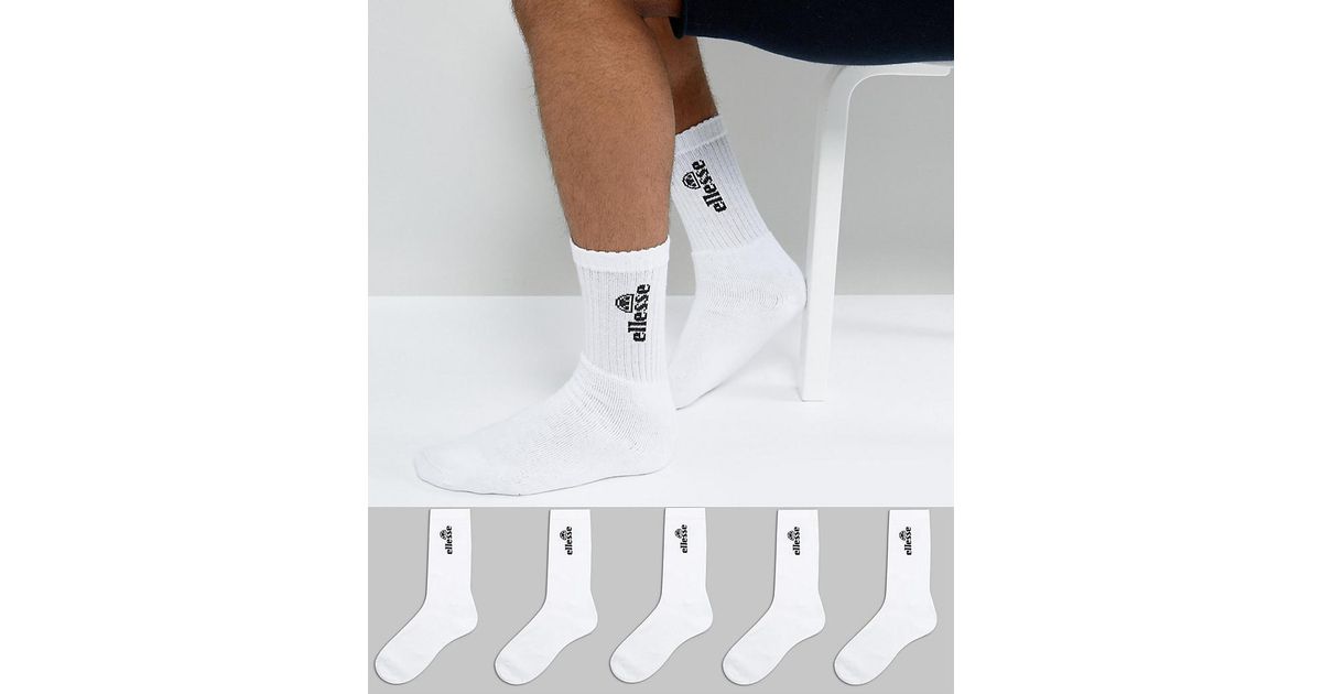 Ellesse 5 Pack Sports Sock in White for Men | Lyst UK