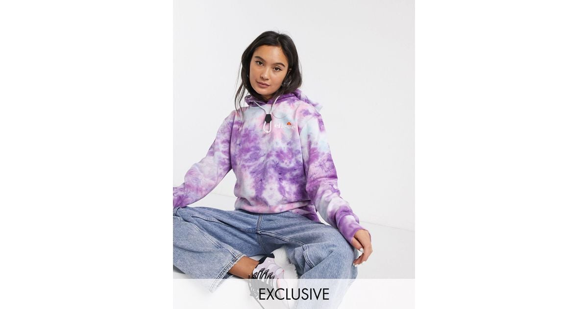 Ellesse Cotton Oversized Tie-dye Logo Hoodie With Drawcord Hem in 