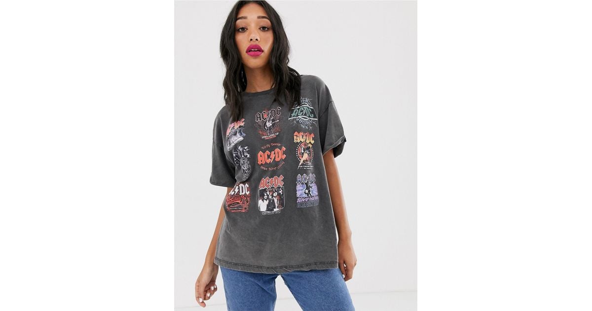 T shirt grigio slavato con stampa