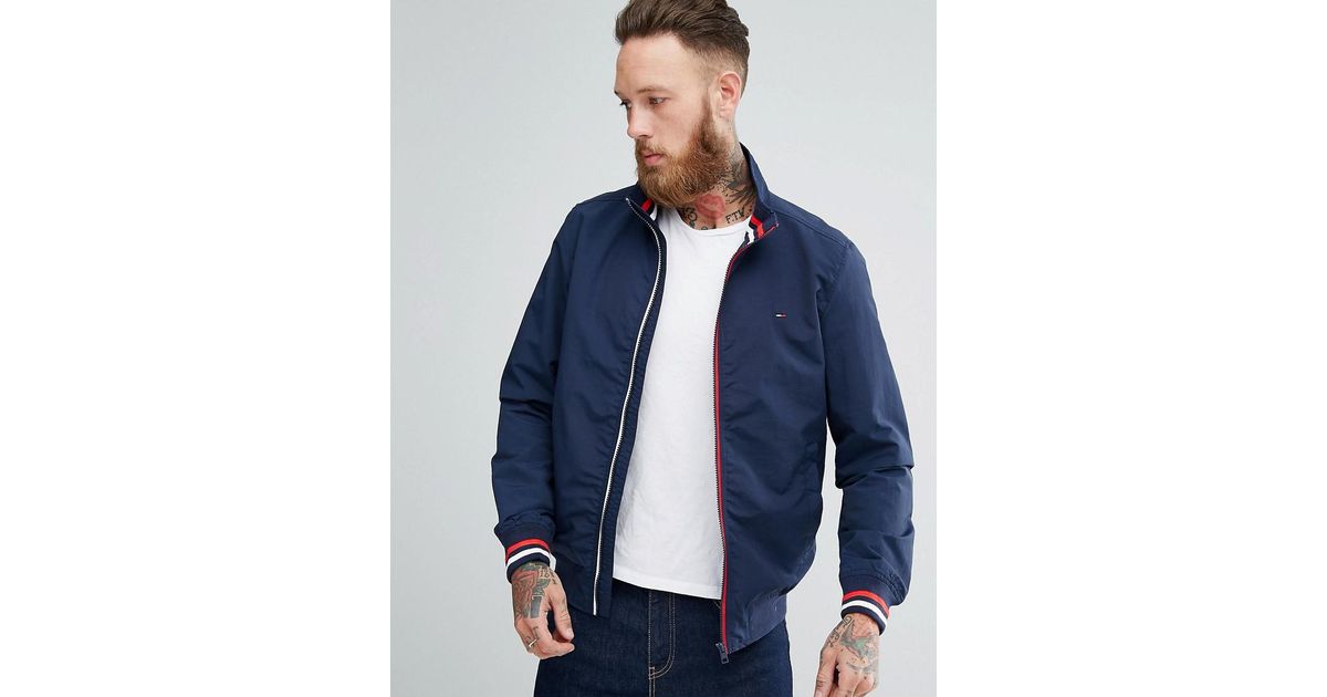 Tommy Hilfiger Synthetic Stripe Edge Bomber in Navy (Blue) for Men - Lyst