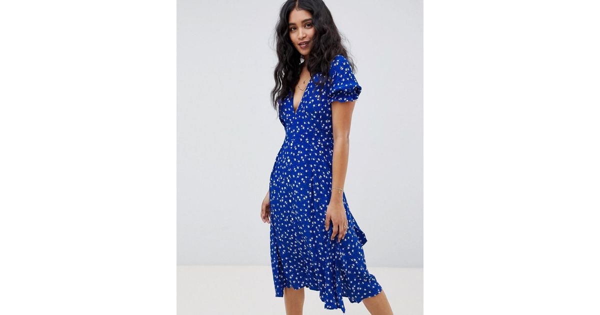Faithfull the Brand Faithfull Farah Midi Dress in Blue Lyst Australia