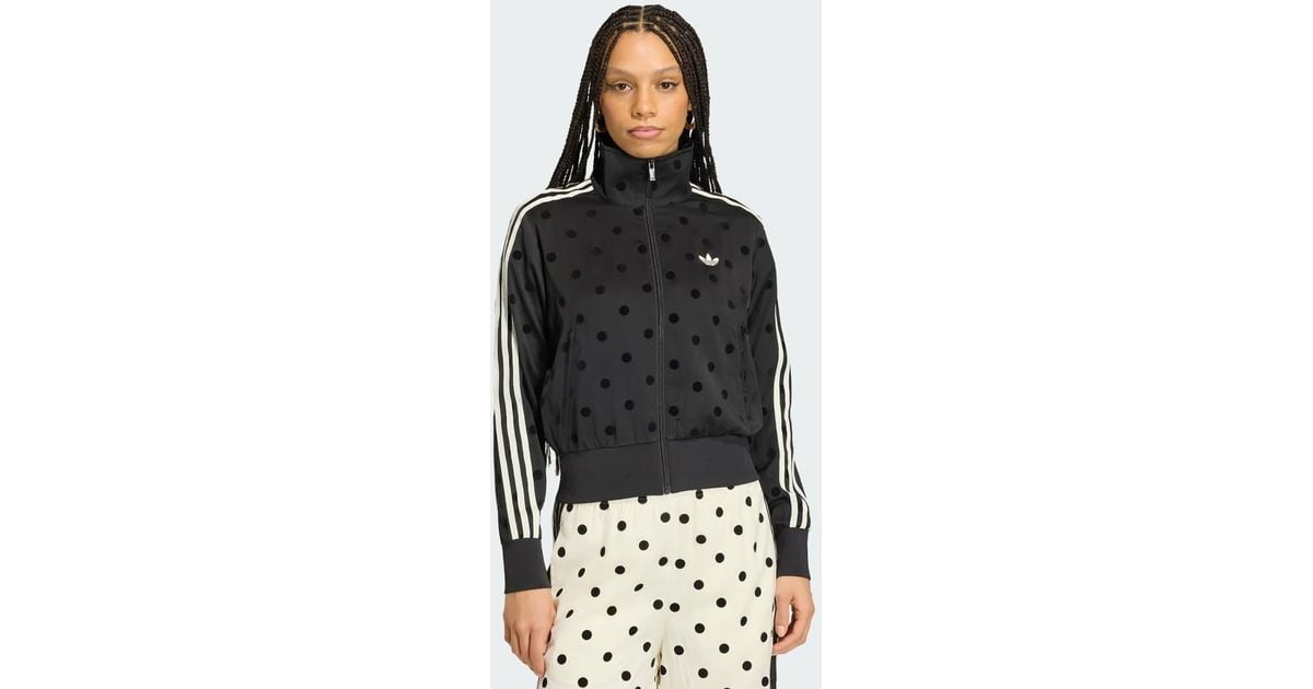 adidas Satin Polka Dots Tt Track Top in Black | Lyst UK