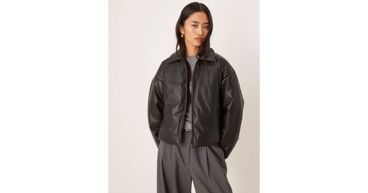 JJXX Faux Leather Zip Jacket in Black | Lyst