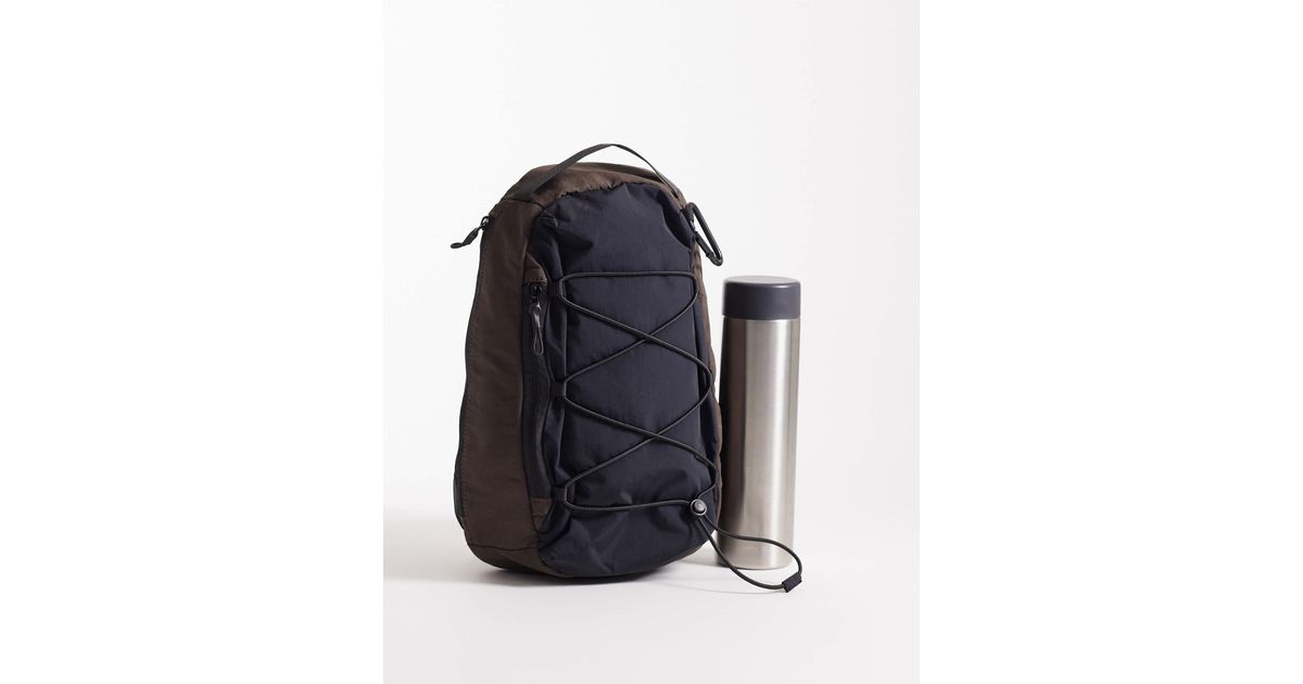 ASOS Backpack With Drawstring Detail in Blue for Men | Lyst