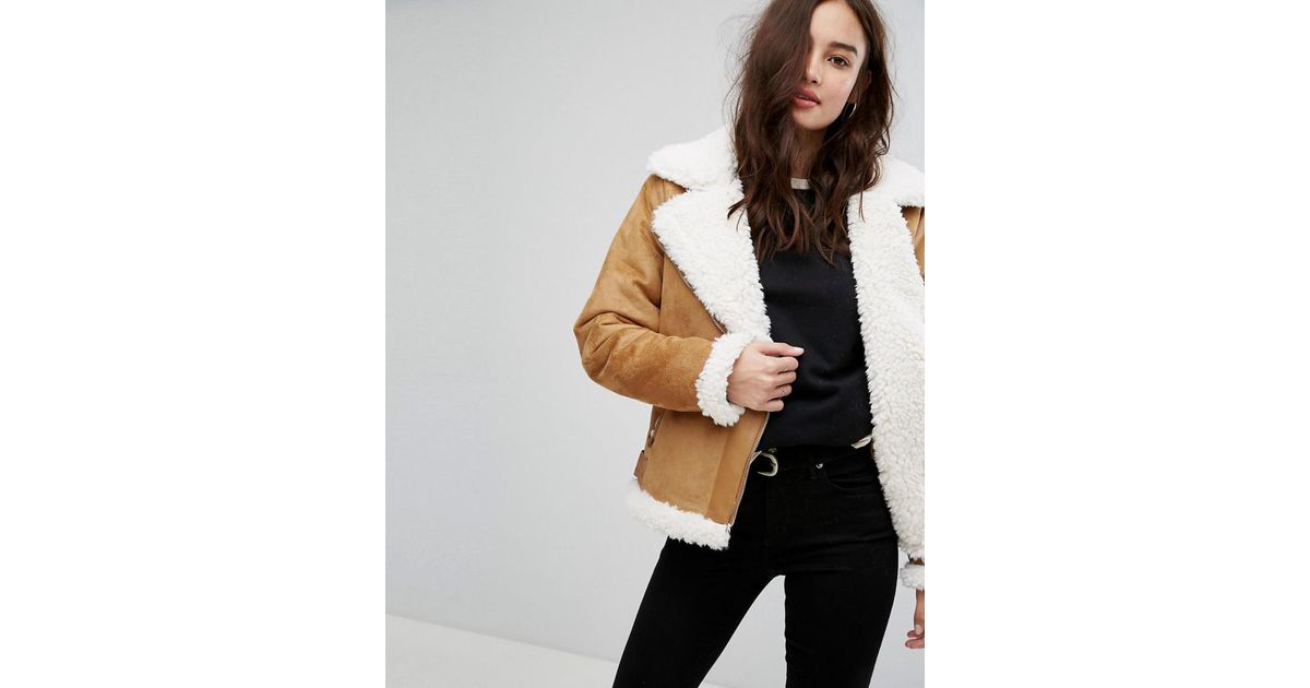 Vila Brown Faux Shearling Jacket