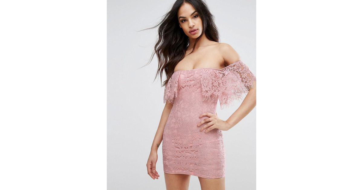 pretty little thing pink lace dress