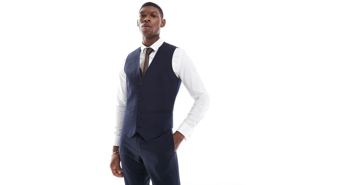 ASOS Skinny Suit Waistcoat in Blue for Men Lyst UK