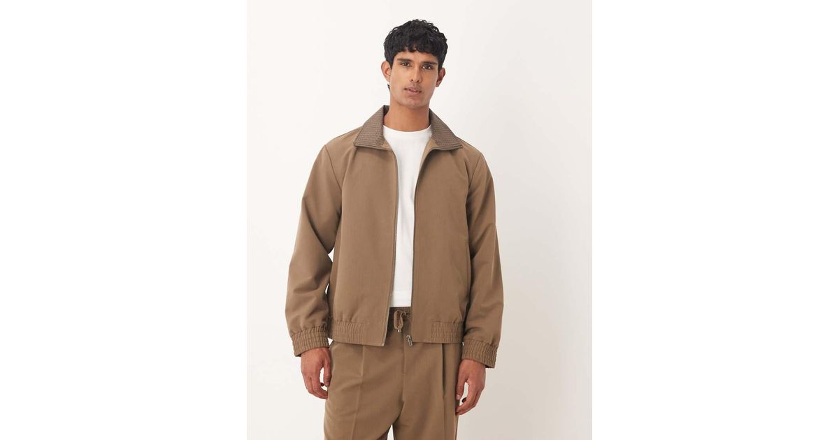ASOS Smart Track Jacket With Contrast Collar in Natural for Men | Lyst UK