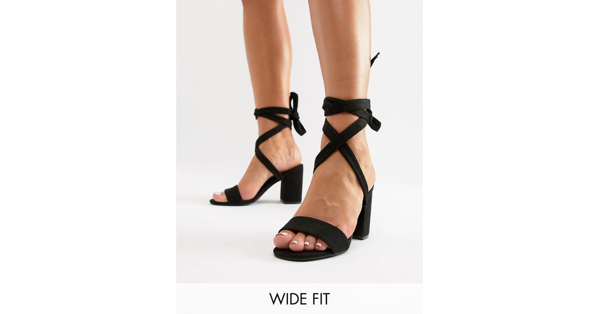 New Look Wide Fit Black Suedette Strappy Stiletto Heel Sandals | very.co.uk