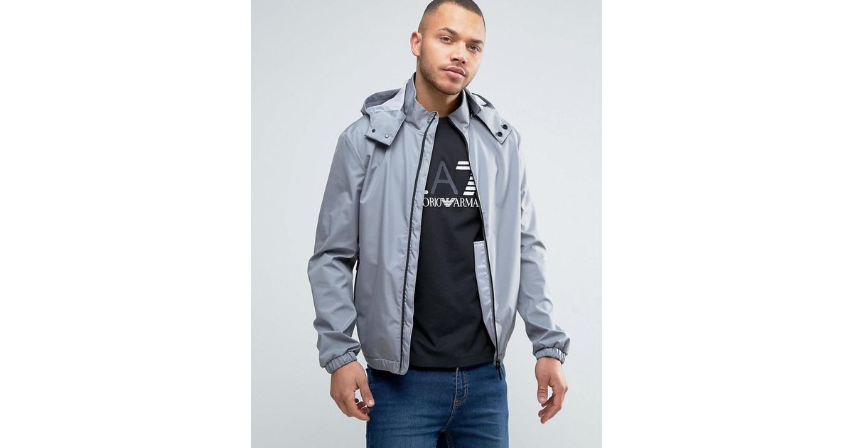 Armani Jeans Denim Rain Jacket Detachable Hood In Gray for Men | Lyst