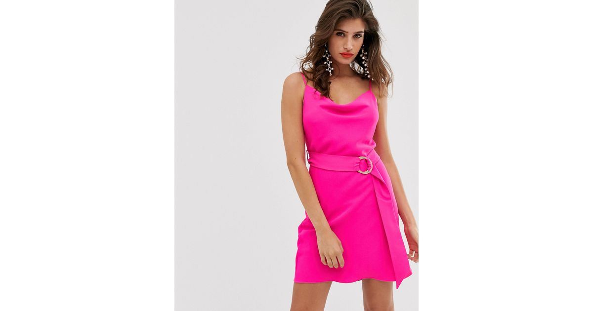 bright pink slip dress