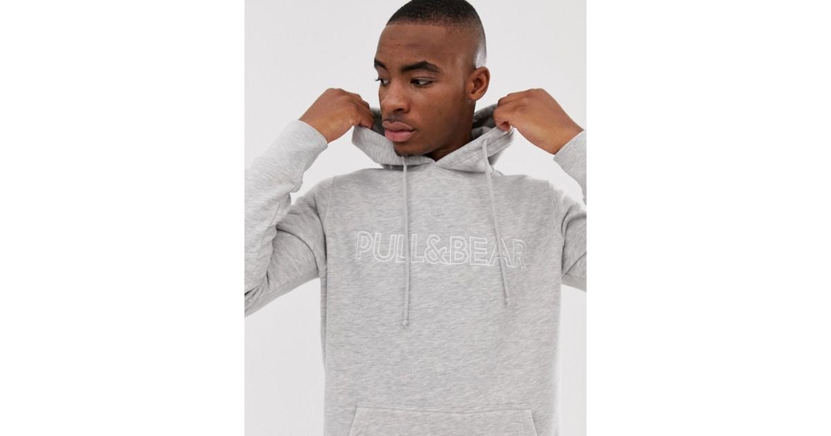 Sudadera con capucha y logo en gris de Pull&Bear de hombre de color Gris |  Lyst