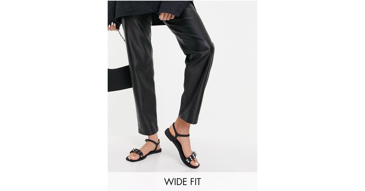 Wide Fit Studded Flat Jelly Sandals 