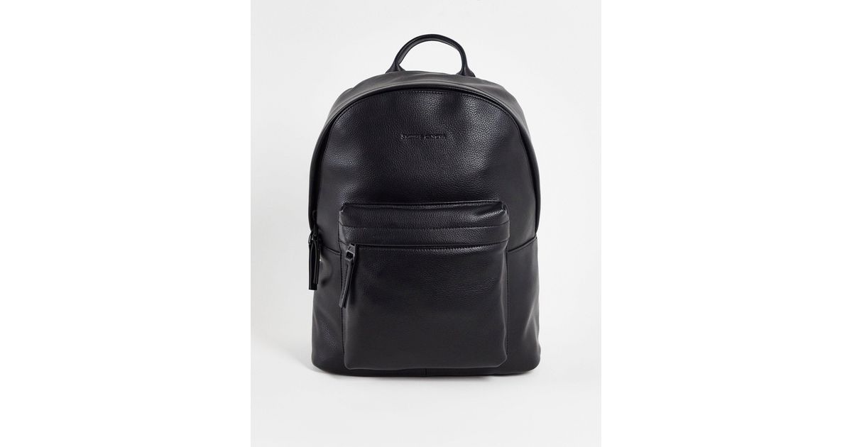 Smith & Canova Smith & Canova Leather Pocket Front Backpack in Black