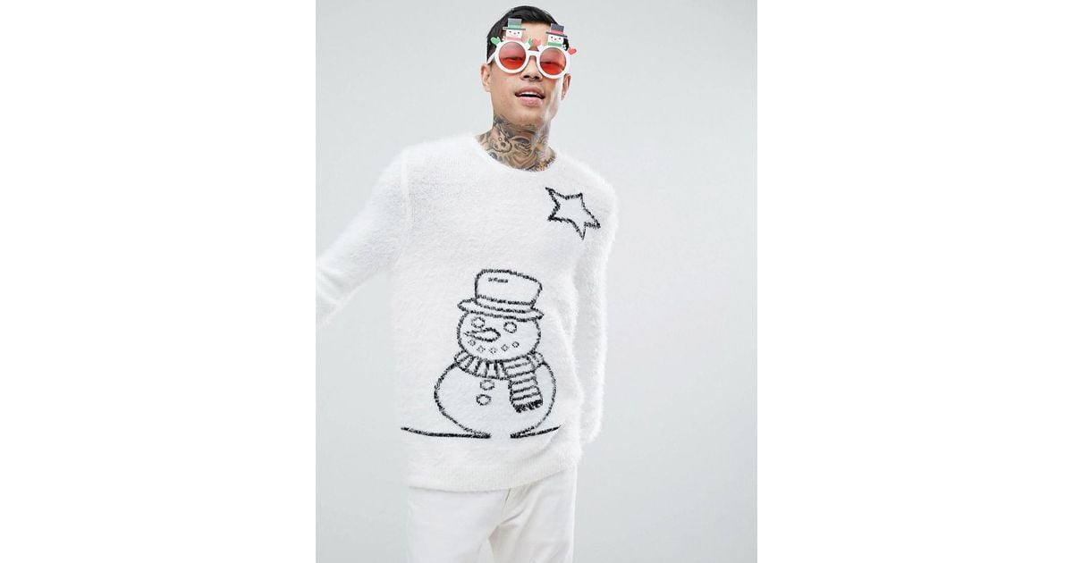White fluffy christmas jumper Clearance