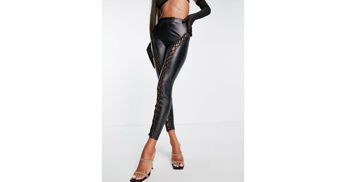 Ann Summers Matte Pu Lace Up leggings 