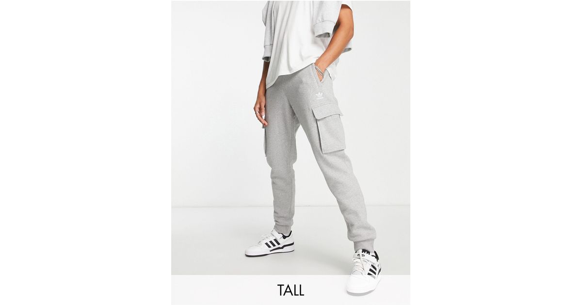 adidas Originals Tall Essentials Slim Fit Cargo Sweatpants in Gray for