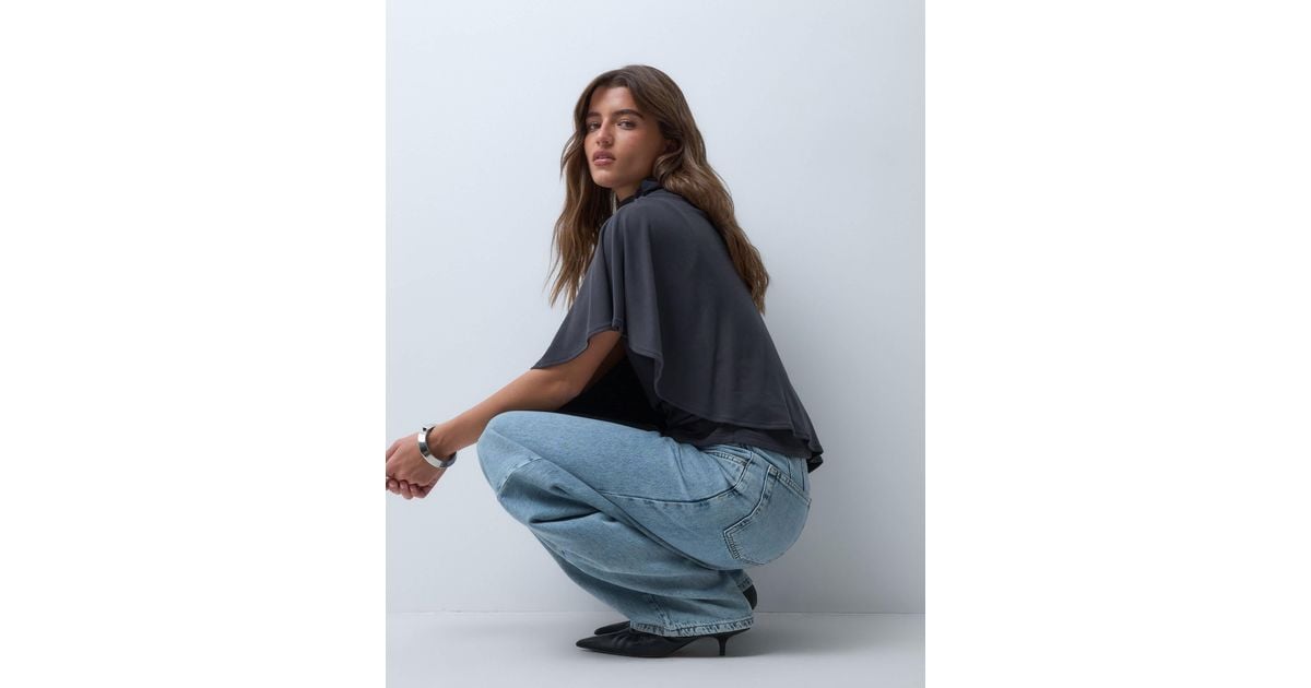 ASOS Supersoft Drape Cape Top in Blue | Lyst