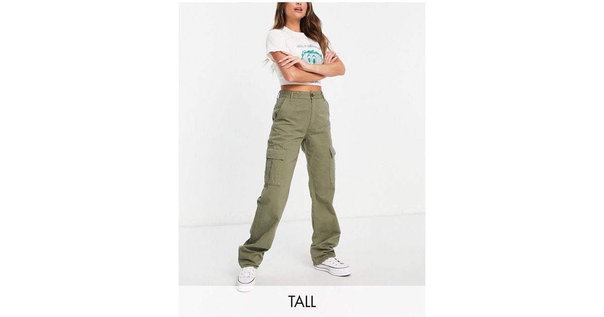 Stradivarius Cotton Str Tall Straight Leg Cargo Trouser in Green Lyst