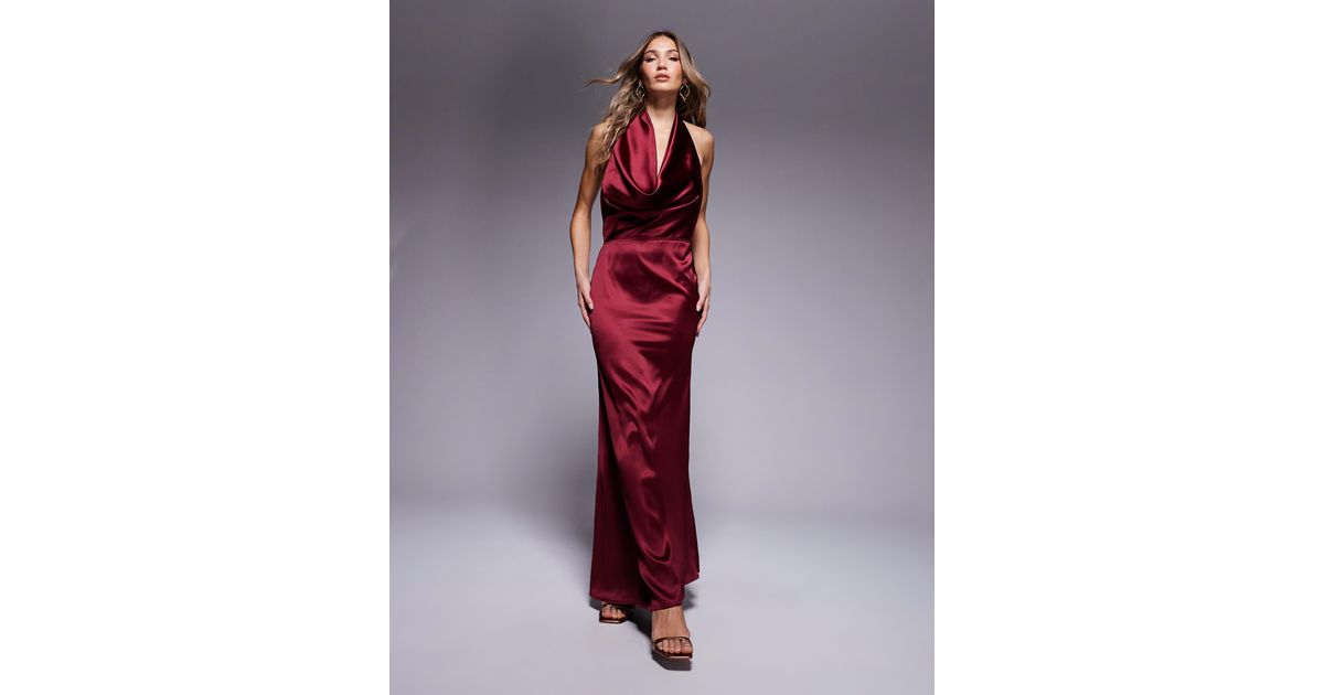 chinese dress ladies Virtue Black Cowl-Neck Fishtail Maxi Dress With Split  Club L London