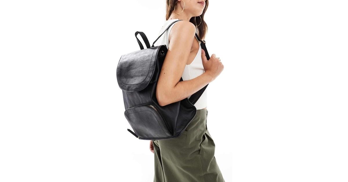 ASOS Soft Backpack With Zip Front Pocket in Black Lyst UK