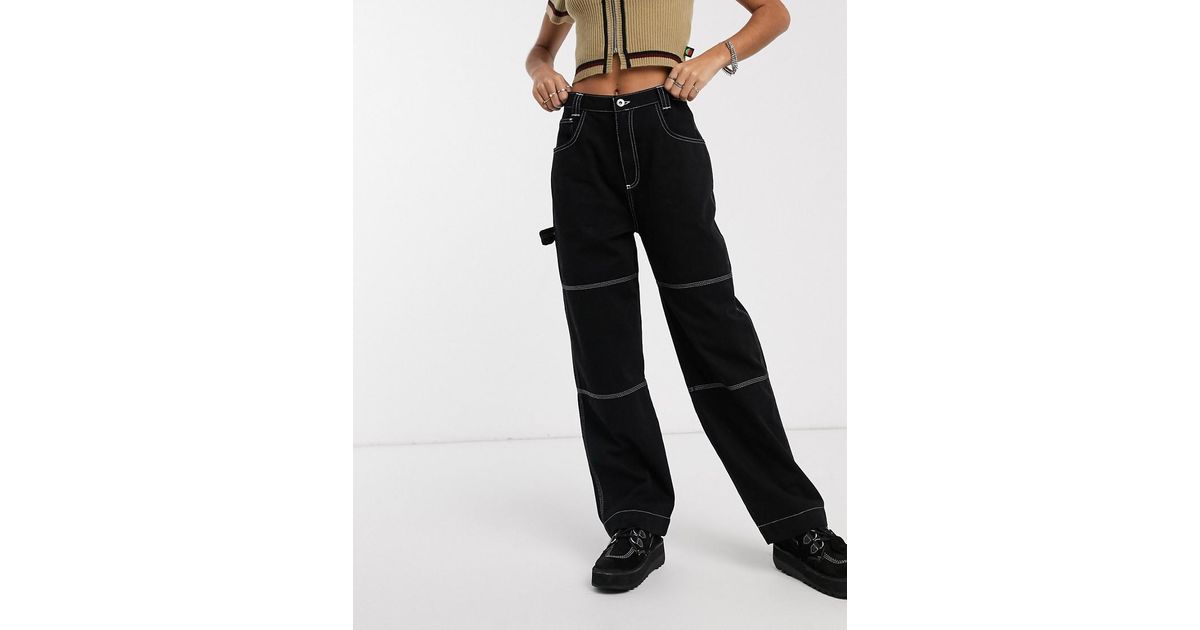 Kickers Relaxed Cargo Pants With Contrast Stitching in Black | Lyst