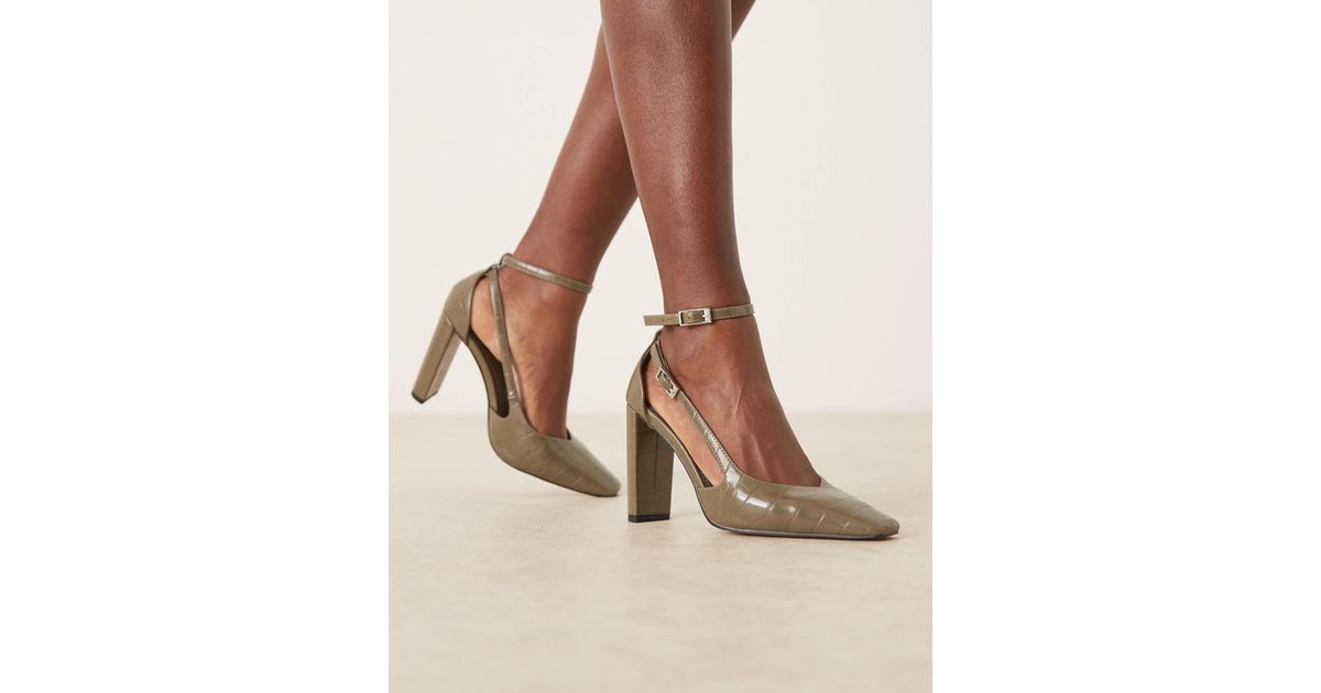 ASOS Posie High Block Heel Shoes in Natural | Lyst