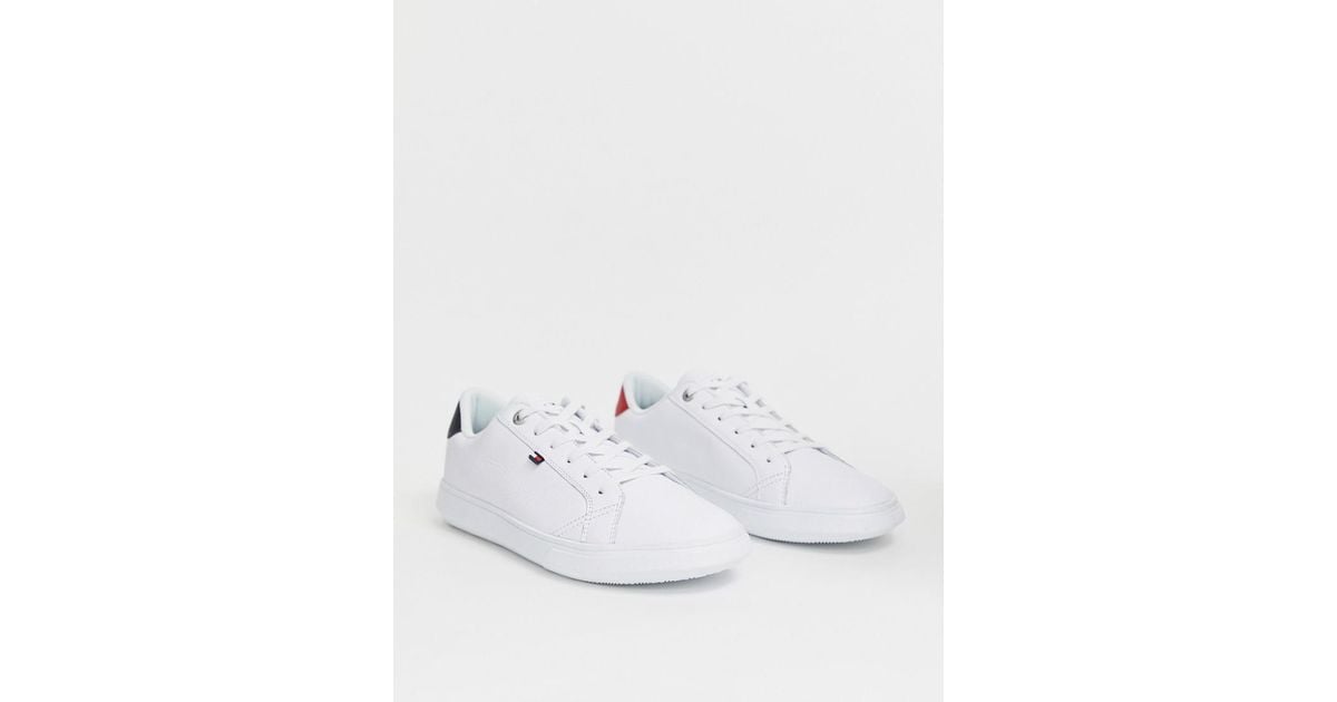 tommy hilfiger essential leather icon logo trainer in white