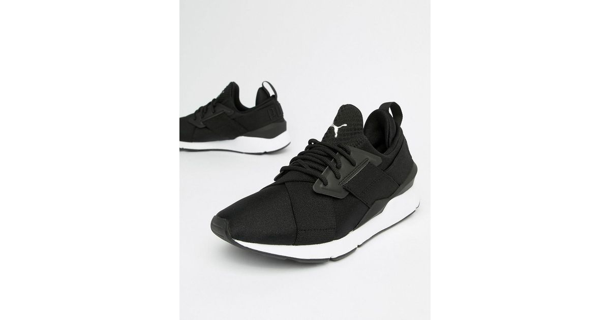 puma muse satin black trainers