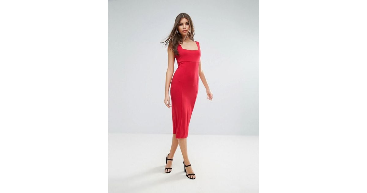 Square neck thick strap dress cheap