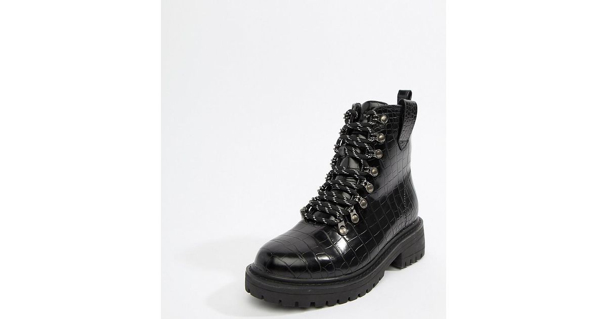 black patent hiker boots