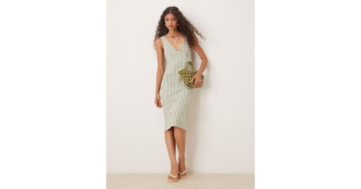 knee length dresses for ladies Washed Ditsy Plunge Midi Dress