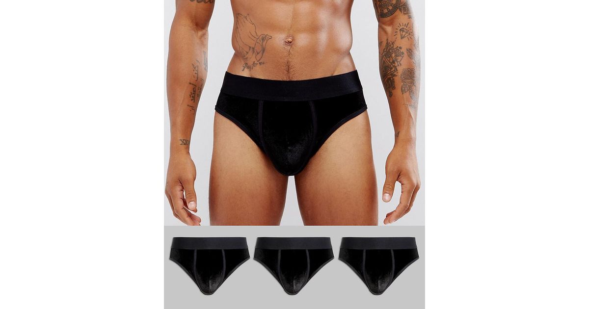 ASOS Briefs In Black Velvet 3 Pack for Men | Lyst