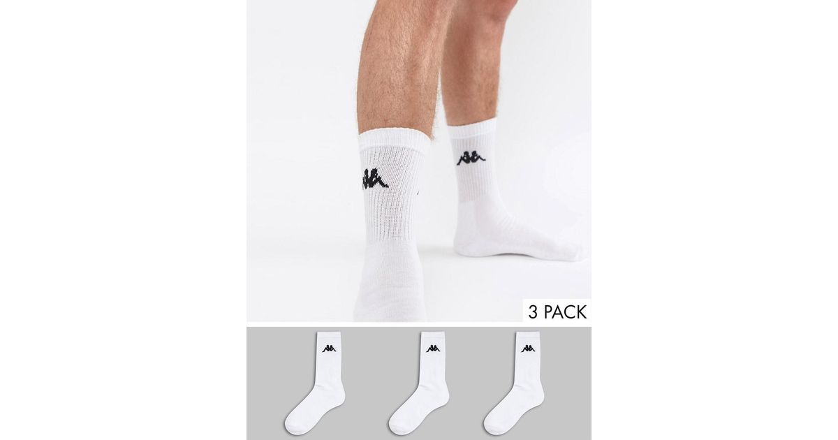 Kappa 3 Pack Sports Socks in White for Men | Lyst