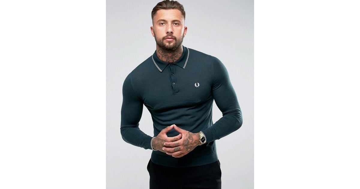 fred perry long sleeve polo green > Up to 72% OFF > In stock