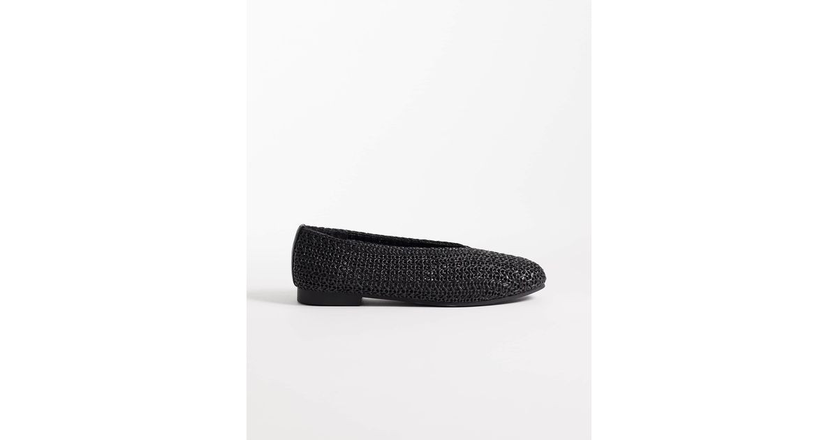 SEQWL Wide Fit Woven Ballet Flats in Black | Lyst