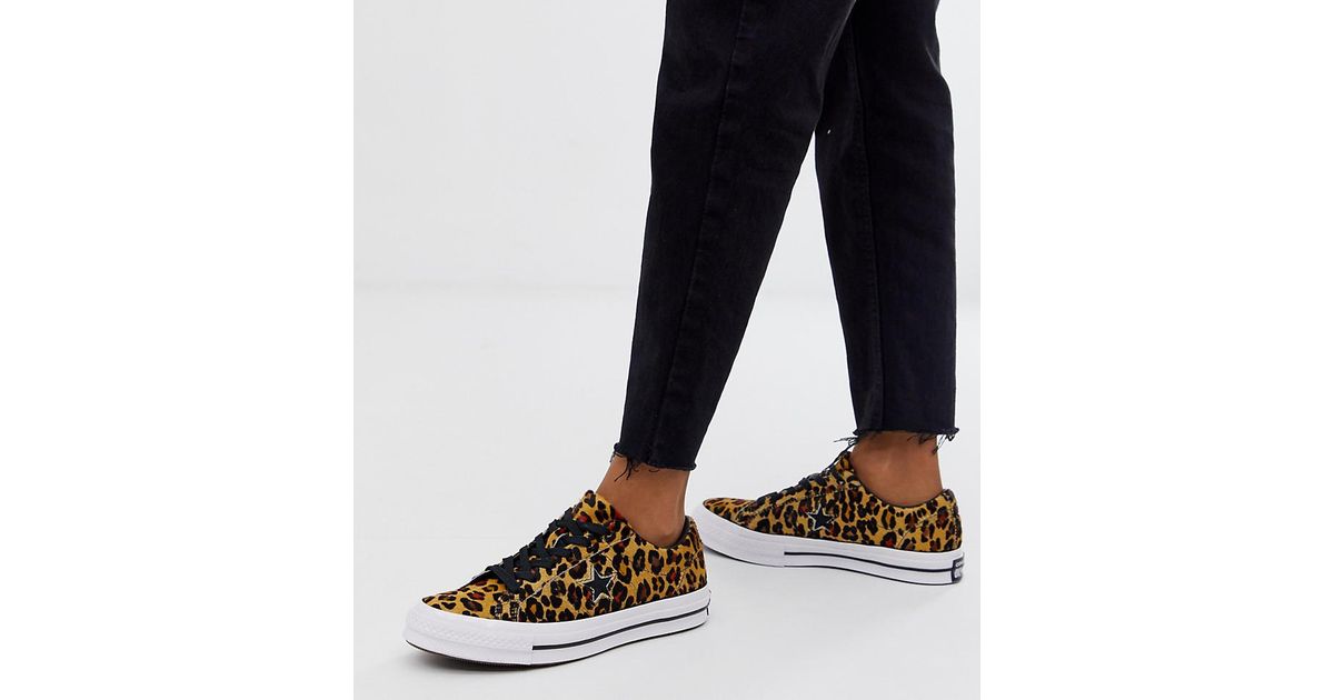 Converse One Star Pony Hair Leopard Print Trainers | Lyst