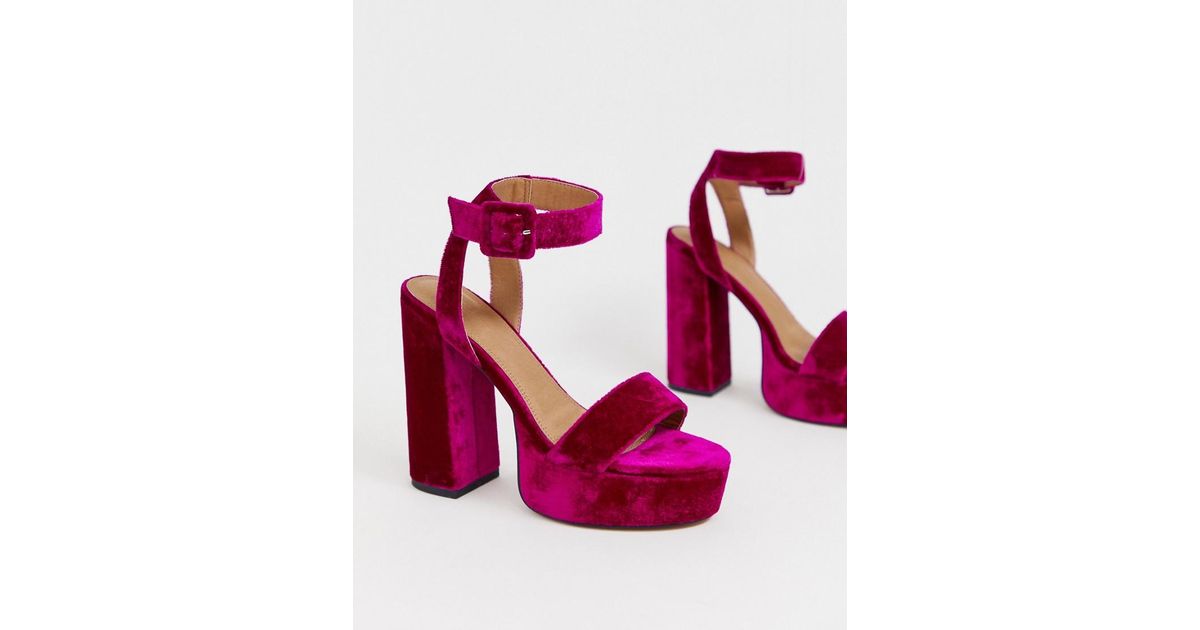 Sandalias de tacón con plataforma en magenta Hostess ASOS de Terciopelo |  Lyst