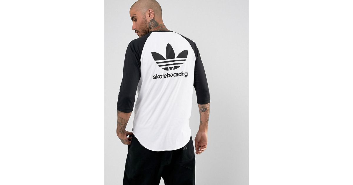 adidas Originals Men's Adidas Skateboarding Raglan T-shirt In White Br4937