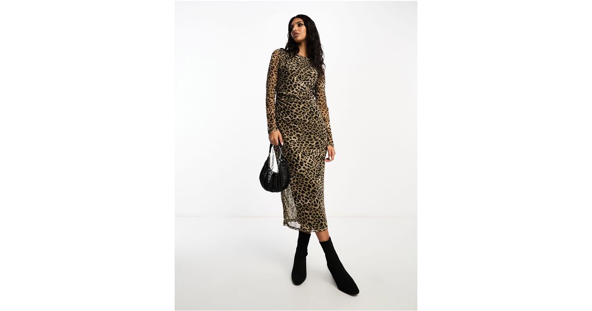 Robe longue imprim l opard Mango en coloris Neutre Lyst