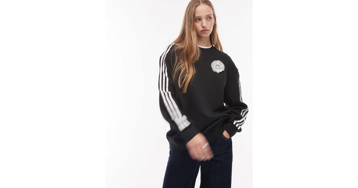 adidas Originals Adiluna Ruffle Logo Detail Sweatshirt in Black | Lyst ...