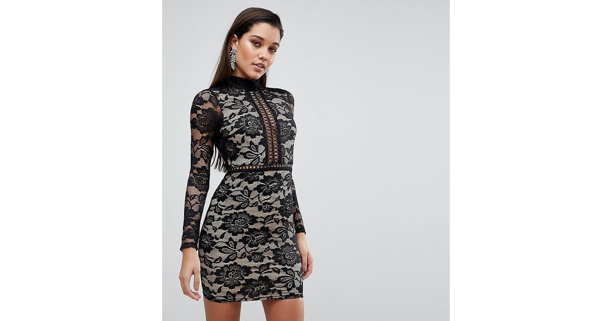 pretty little thing black high neck dress