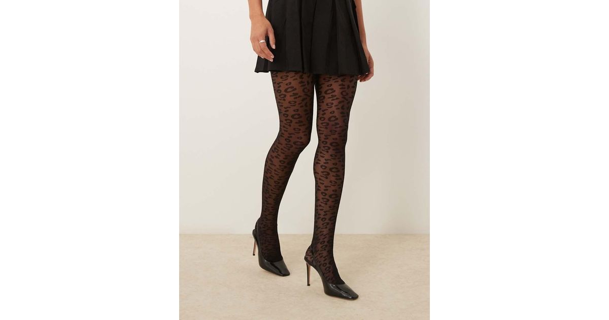 New Look Animal Print Tights in Black Lyst UK