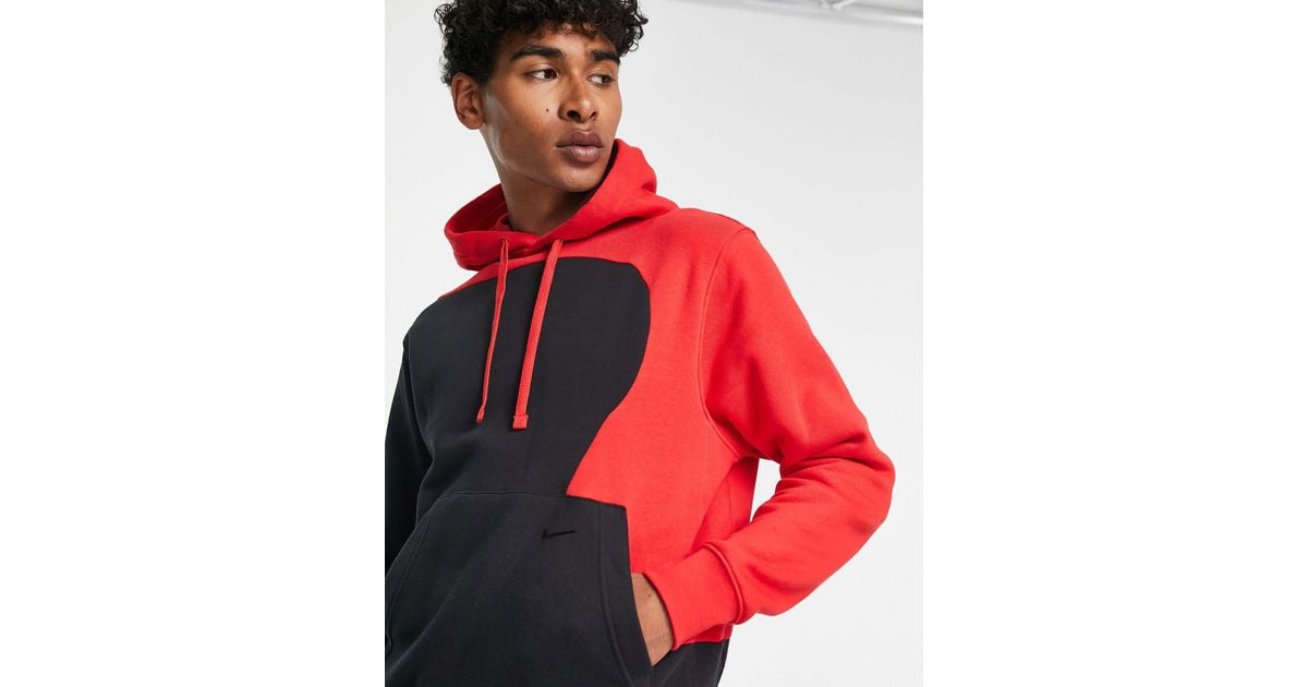 Nike Color Clash Color Block Hoodie in Red for Men Lyst
